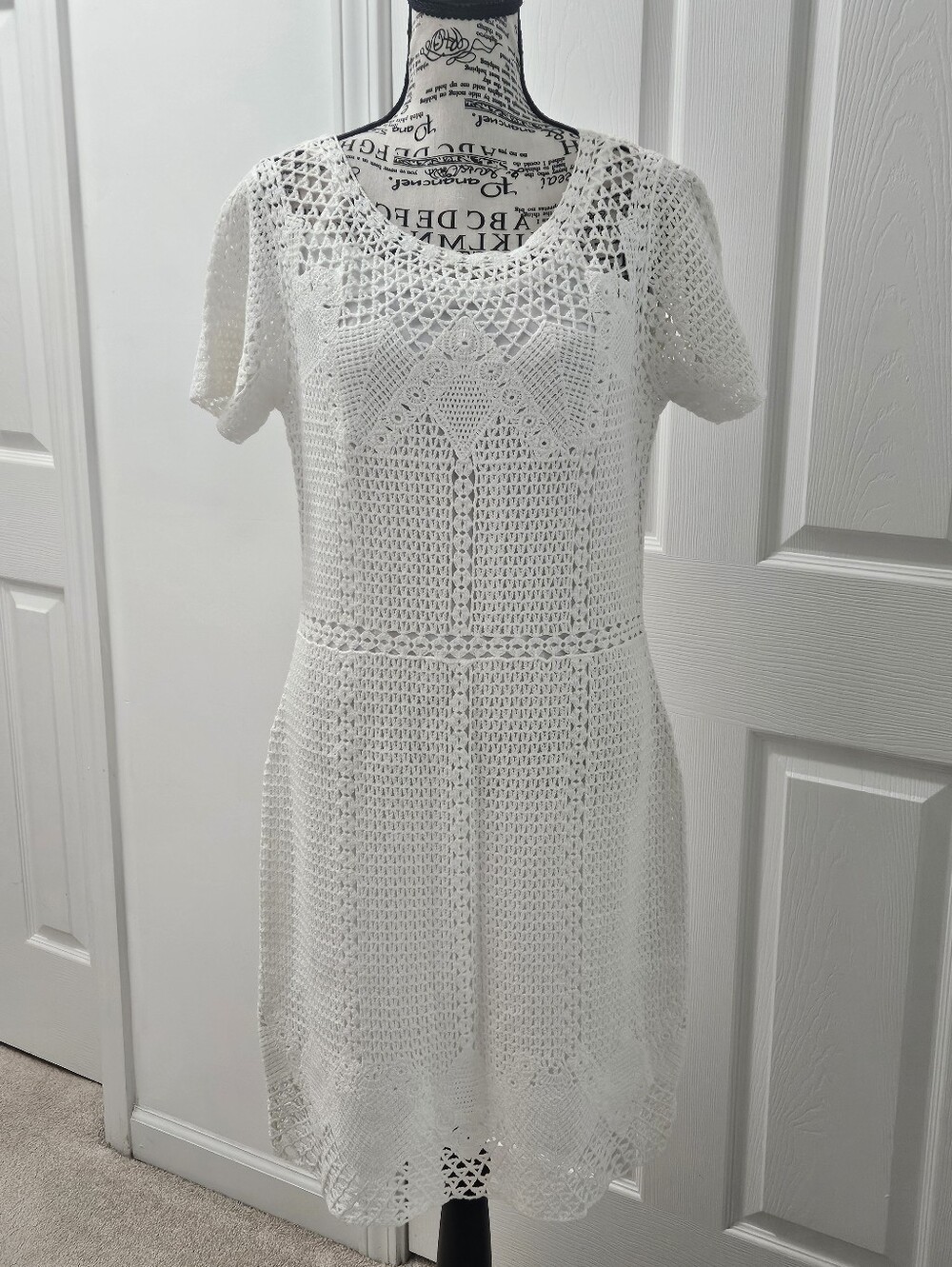 Ralph Lauren White Crochet Midi Dress M